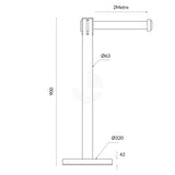 Retractable Belt Barrier Bollard - Stainless Steel - Black