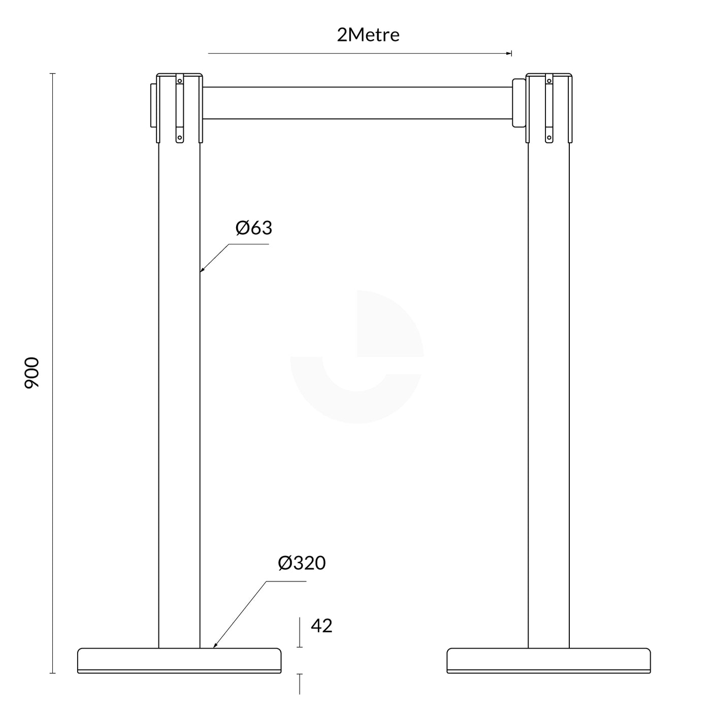 Retractable Belt Barrier Bollard - Stainless Steel Post, Red Belt 2-Post Set