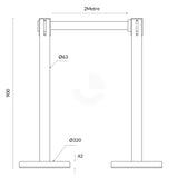 Retractable Belt Barrier Bollard - Stainless Steel Post, Red Belt 2-Post Set