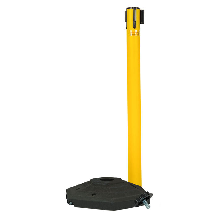 Retractable Belt Barrier Bollard - Yellow Post, Black/Yellow Belt 2-Post Set
