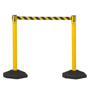 Retractable Belt Barrier Bollard - Yellow Post, Black/Yellow Belt 2-Post Set