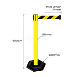 Retractable Belt Barrier Yellow Post - Black/Yellow