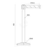 Retractable Belt Barrier Yellow Post - Black/Yellow