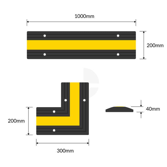 Rubber Floor Bunding (Black and Safety Yellow)