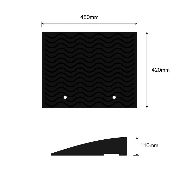 Kerb Ramp Rubber Black  - 110mm High