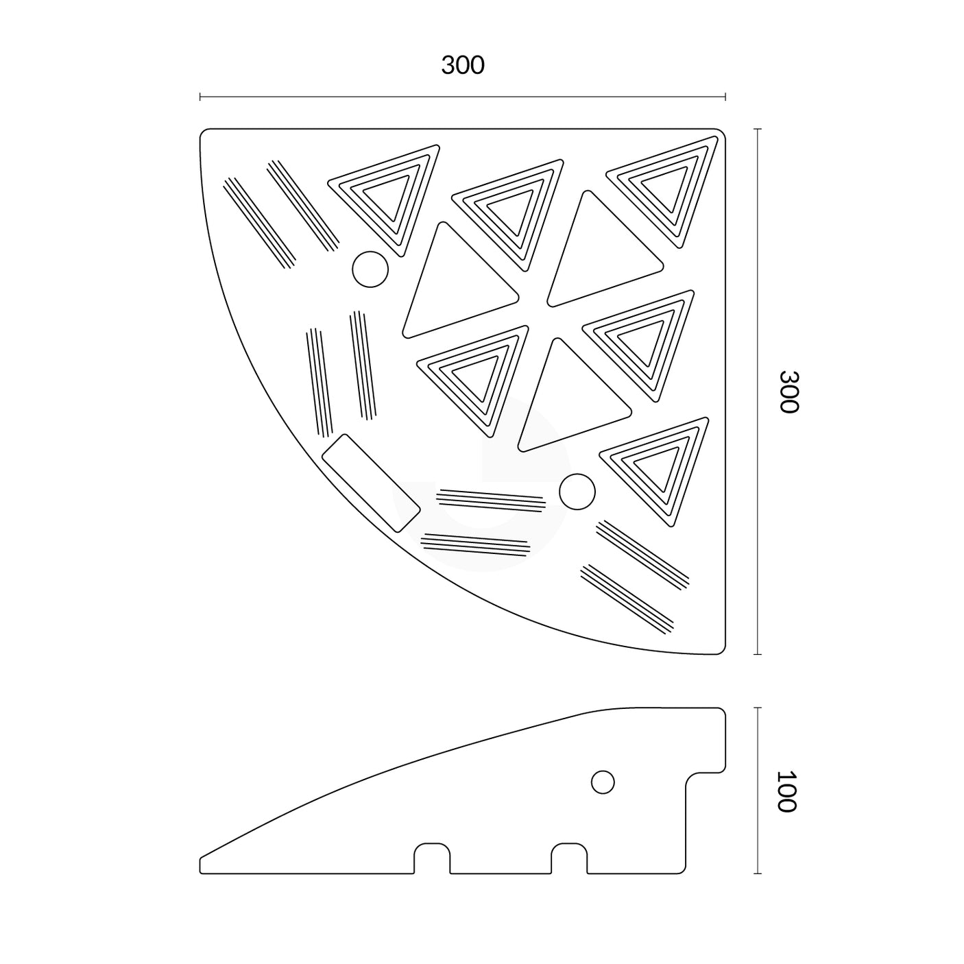 Kerb Ramp Rubber High-Vis Reflectors End - 100mm High