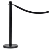 Rope Barrier Bollard Post - Powder Coated Matt Black