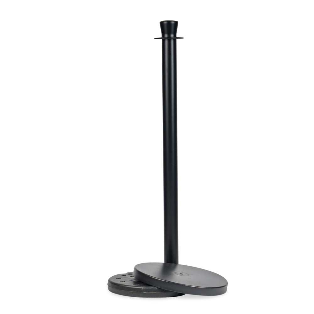 Rope Barrier Bollard Post - Powder Coated Matt Black