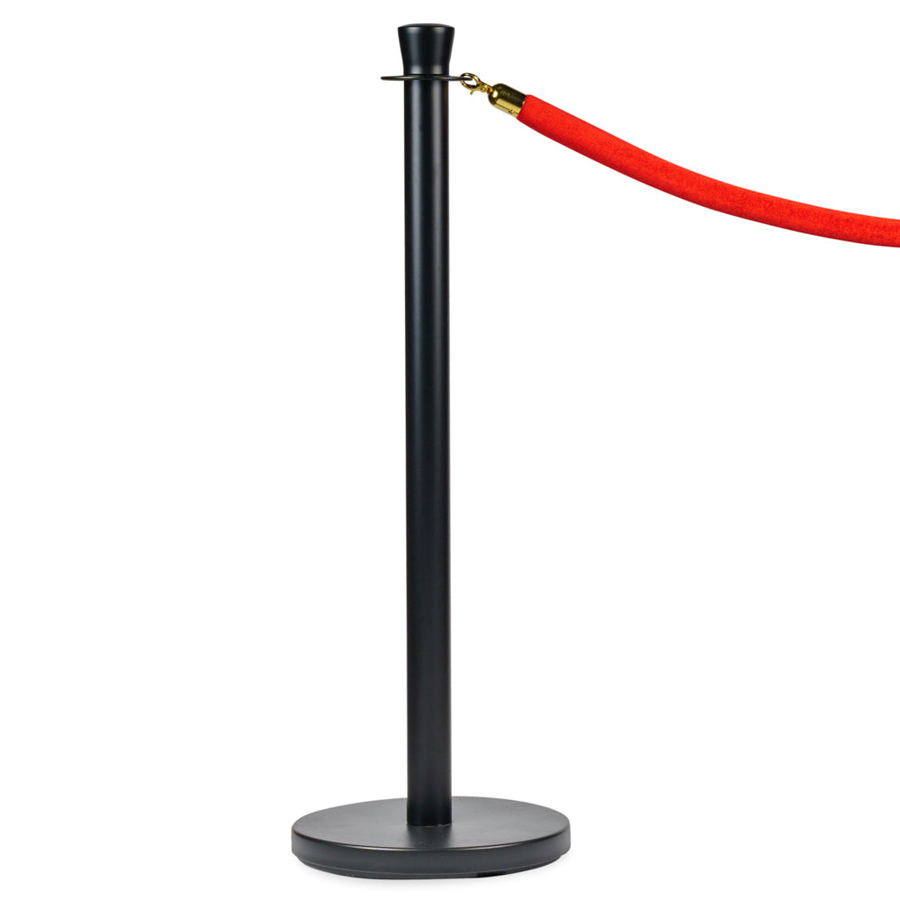 Rope Barrier Bollard Post - Powder Coated Matt Black