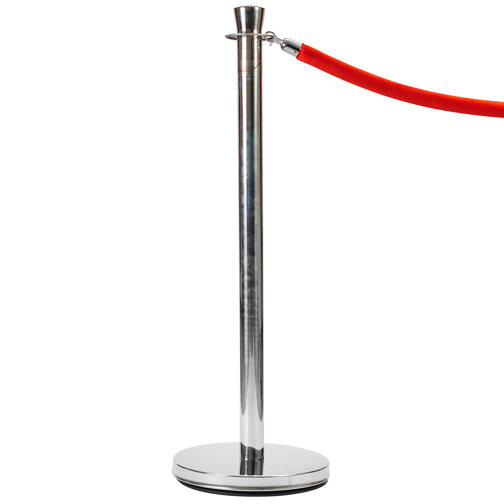 Rope Barrier Bollard Post and Base - Stainless Steel