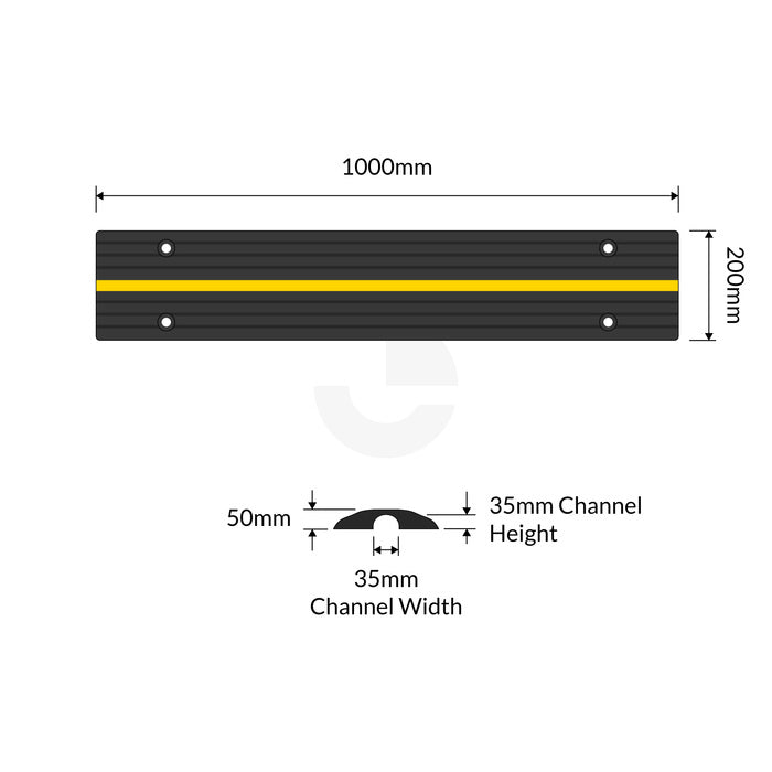 Speed Hump Cable Protector - One (1) Channel Black