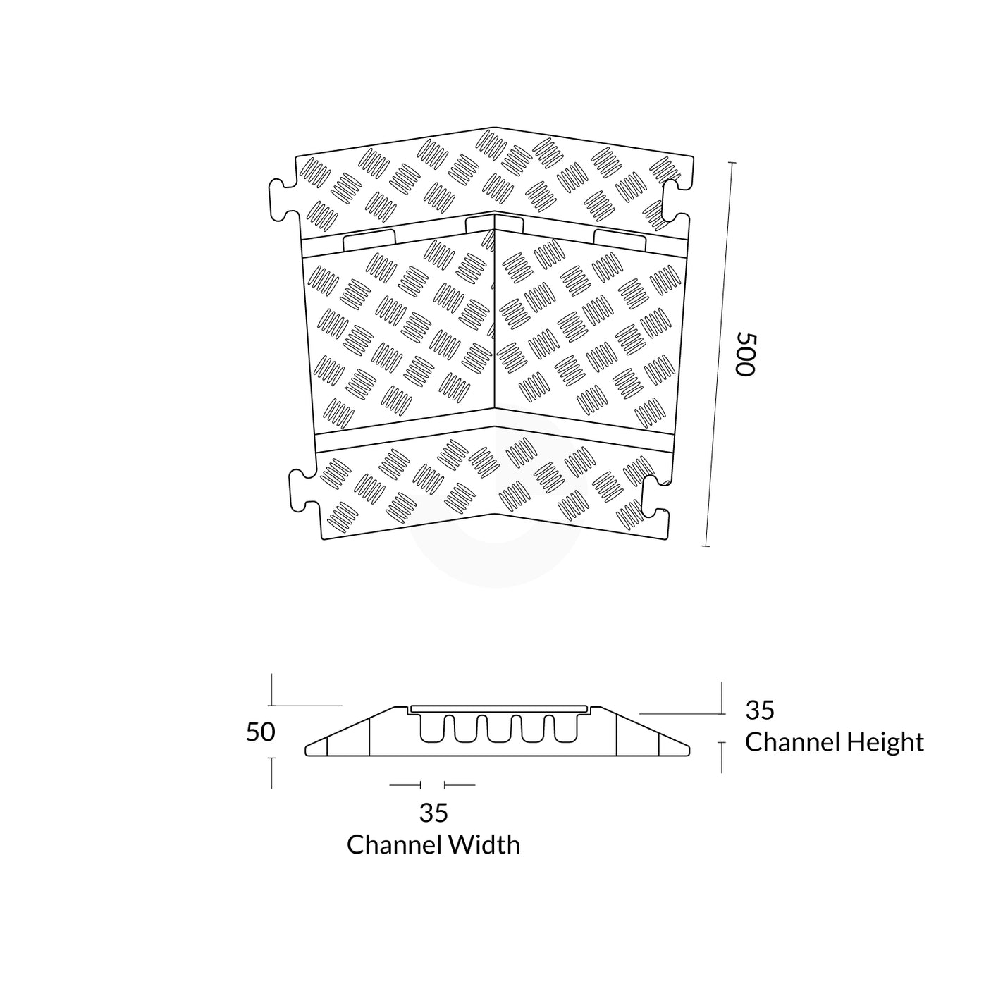 Cable Protector Five Channel Corner - 45 Degree
