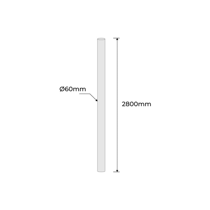 Galvanised Sign Post 60mm O/D  2.8 Metre Long