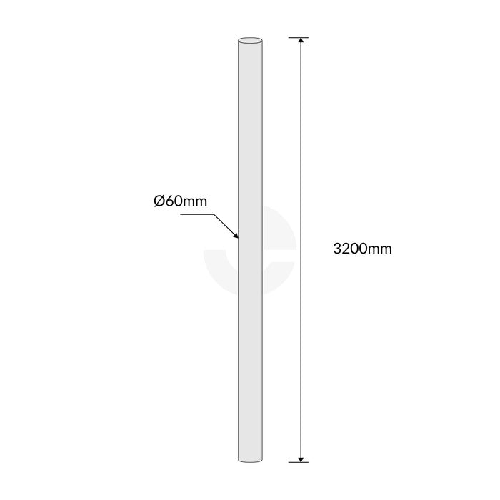 Galvanised Sign Post 60mm O/D  3.2 Metre Long