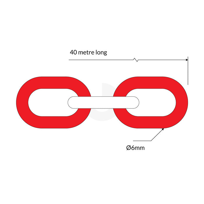 Red/White Plastic Chain 40m Roll