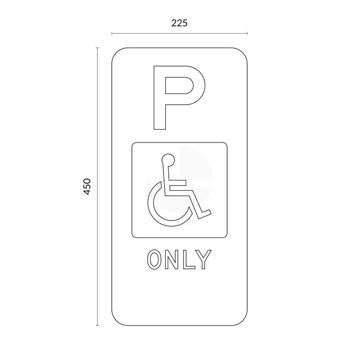 Sign Parking Disabled Only R5-31 225x450mm