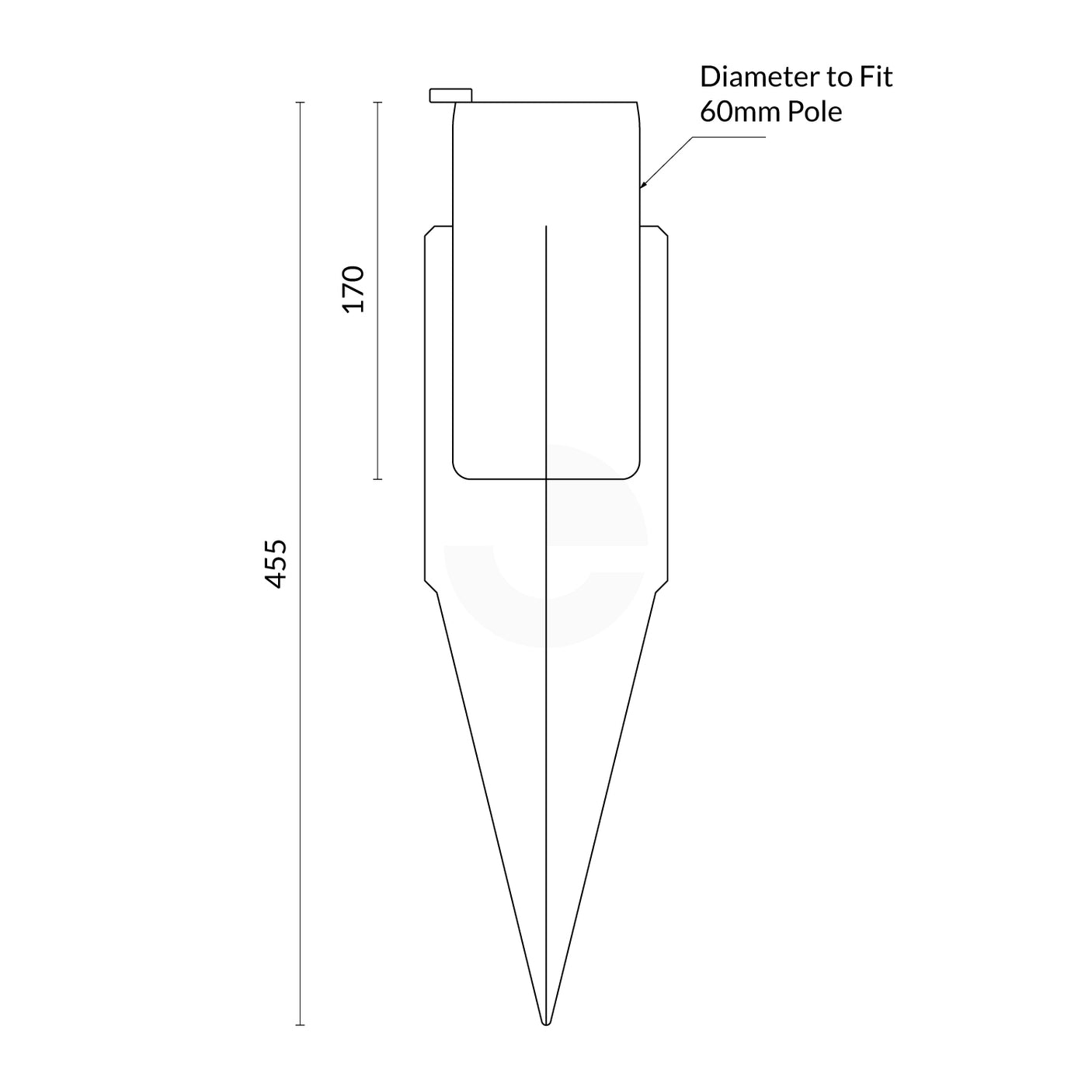 Sign Post Spike In Ground 450mm Including Wedge Key