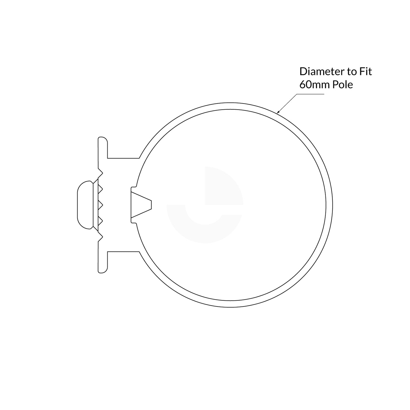 TD1, & TD2, Sign Bracket with Hex Head Bolt to suit 60mm O/D Sign Pole