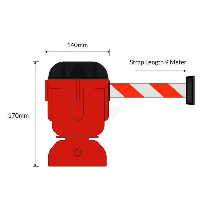 T-Top 9M Retractable Tape Barrier - Red/White