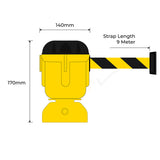 T-Top 9M Retractable Tape Barrier  - Yellow/Black