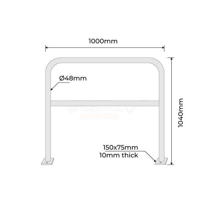 U-Bar Double Hand Rail - Galvanised 1metre