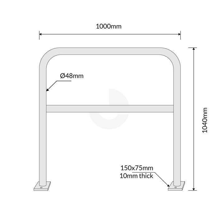 U-Bar Double Hand Rail - Galvanised 1metre