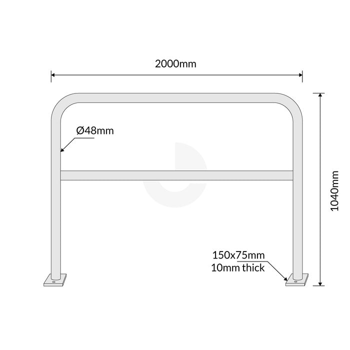 U-Bar Hand Rail Galvanised 2 Metre