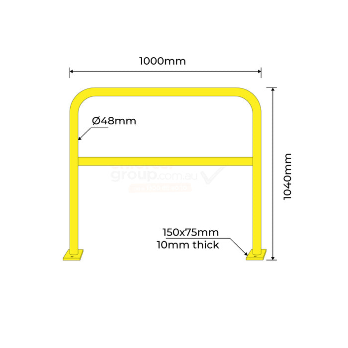 U-Bar Double Hand Rail - Yellow 1metre