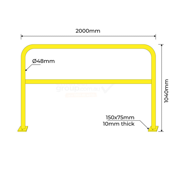 U-Bar Hand Rail Yellow 2 Metre