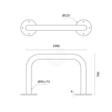 U-Bar Bollard - 90mm Surface Mounted - Galvanised