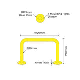 U-Bar Bollard - 90mm Surface Mounted - Yellow