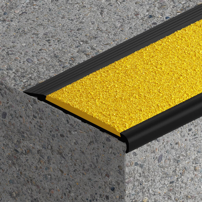 VisioEdge Stair Nosing with FRP Yellow Insert - 10mm X 75mm 3200mm