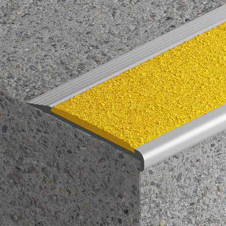 VisioEdge Stair Nosing with FRP Yellow Insert - 10mm X 75mm 3200mm