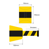 Wall Mount Retractable Barrier  - Black/Yellow